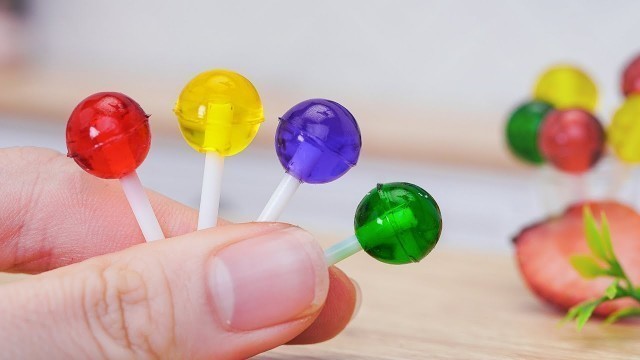 'Sweetest!!! Making Miniature Rainbow Lollipops With Fruit Jam Recipe - Colorful Mini Bakery Candy'