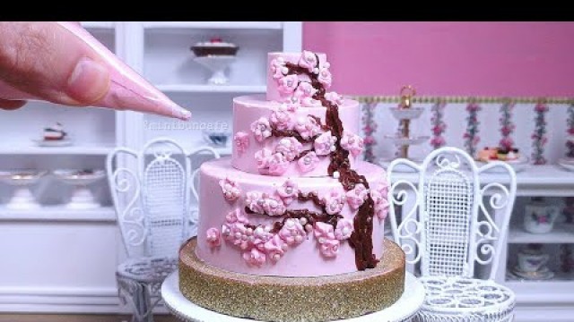 'Miniature Edible Pink Chocolate Cherry Blossom Cake 