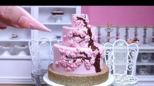 'Miniature Edible Pink Chocolate Cherry Blossom Cake 