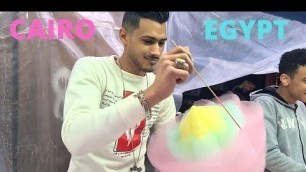 'STREET FOOD IN CAIRO, POPULAR COTTON CANDY IN CAIRO BAZAAR, 4k'