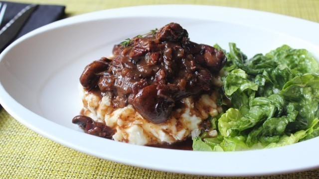 'Coq Au Vin - Chicken Braised with Bacon, Mushrooms & Red Wine'