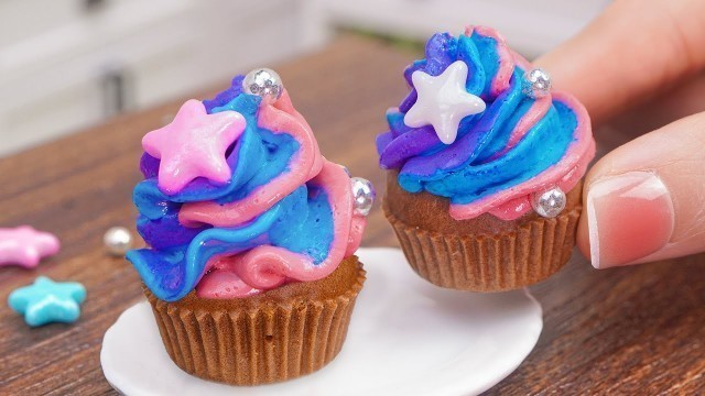 'How to make Miniature Galaxy Cupcake Recipe | ASMR Cooking Mini Food & Satisfying Video'