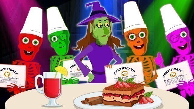 'HALLOWEEN FOOD PARTY With Funny Five Skeletons Dancing | Midnight Madness Party With Chef Skeletons'