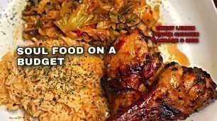 'HEALTHY SOUL FOOD SUNDAY MEAL UNDER $10 | BUDGET FRIENDLY MEAL | SWEET LEMON PEPPER CHICKEN AND RICE'