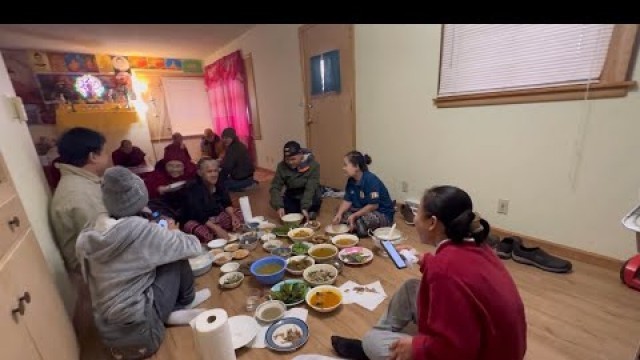 'Buddha Pray, preparing food and meeting up with friends and family members.'