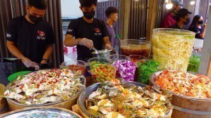 'Super Spicy Seafood Salad ! Popular Soy Sauce Salmon & Crab Lotus Root Salad | Cambodian Street Food'