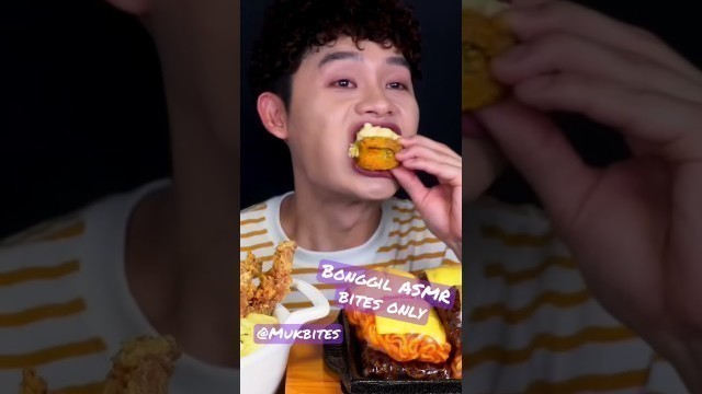 'Bonggil ASMR mac n cheese fried food mukbang bites only #shorts #viral #fyp #new #asmr #trend #food'