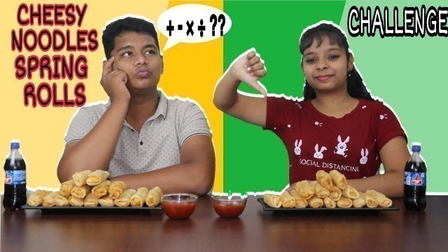 'CHEESY NOODLES SPRING ROLL CHALLENGE || BJ FOOD CHANNEL || BHAVIK JOSHI || PRIYANI JOSHI || BJ ||'