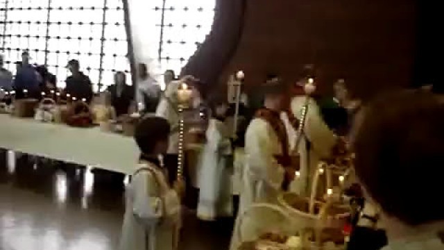 'blessing the food by a russian orthodox priest'