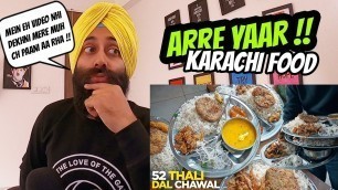 'REACTION on Karachi Street Food | Makhni Dal Chawal Thali | Kachori Halwa | Pakistani Food'