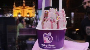 'Ice Cream Rolls at Dairy Feast 4 Minar Bahadurabad Karachi Street Food - Pakistan Street Food'