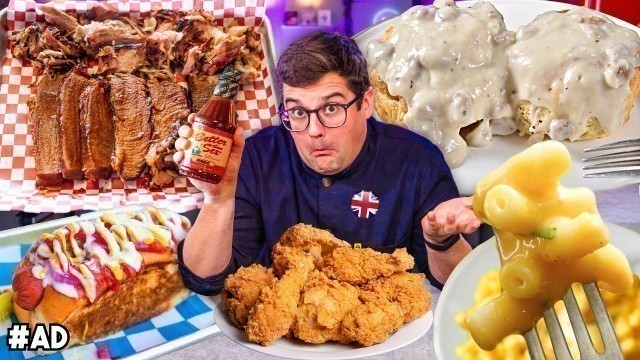 'British Chef Reviews MORE USA Southern Food!! | BBQ, Fried Chicken, Mac n\' Cheese, Biscuits & Gravy'