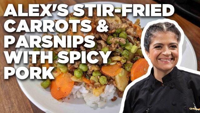 'Alex Guarnaschelli\'s Stir-Fried Carrots and Parsnips with Spicy Pork | Food Network'