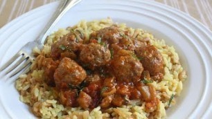 'Mini Lamb Meatballs with Spicy Eggplant Tomato Sauce - Lamb Meatballs Recipe'