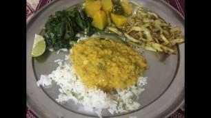 'Bengali Dhal Bhat meal (Rice and dal with 3 side dishes!)'