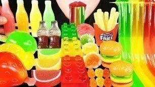 'ASMR CANDY PARTY GUMMY FAST FOOD BURGERS COKE BOTTLE LEGO TIKTOK FRUIT JELLY NOODLES RAINBOW FOODS'