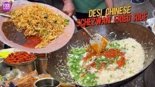 'Desi Chinese Schezwan Fried Rice Street Style | Mumbai Street Food'