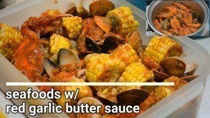 'Dorm hacks(how to cook seafood\'s w/red garlic butter sauce using ricecooker)'