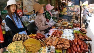 'Best Cambodian street food for lunch, Roasted Fish, Pork, Frog, Sausage, Khmer food & More'