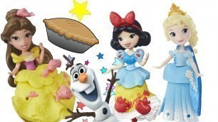 'Disney Pincesses Snow White and Belle Help Olaf and Prepare Food for a Party in Princess Town!'