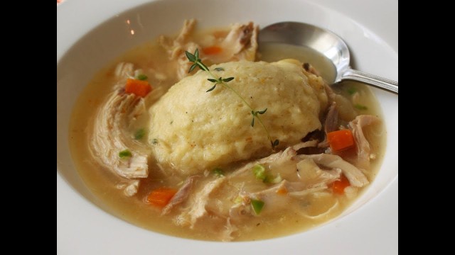 'Chicken & Dumplings - Stewed Chicken with Thyme Creme Fraiche Dumplings'