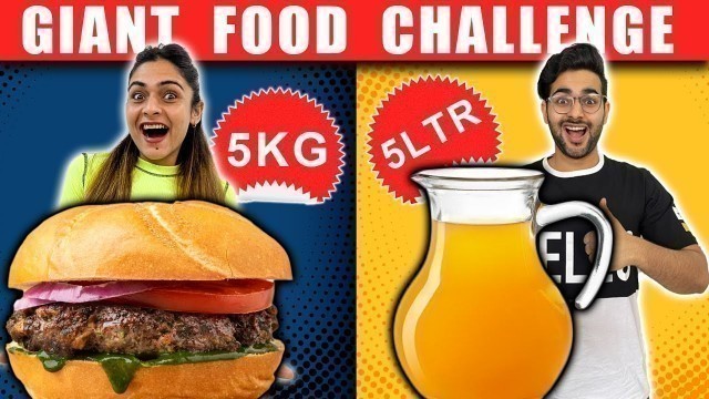 'Eating GIANT FOOD For 24 Hour FOOD CHALLENGE 