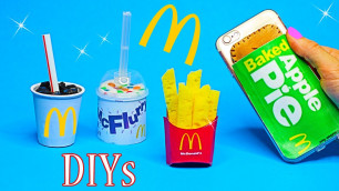 '5 McDonalds DIY Crafts {Easy}! Miniature Notebook,Pen,Phone Case,Food Slime DIYs-DIY School Supplies'