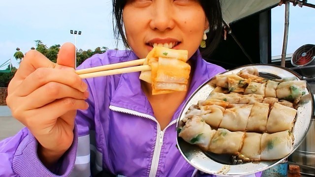 'CHINESE STREET FOOD MARKET – TRYING DELICIOUS STEAMED RICE ROLLS'