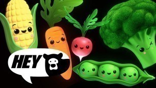 'Hey Bear Sensory - Funky Veggies! - Fun Dance Animation with Music- Baby Sensory'