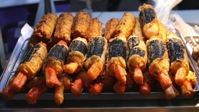 'Korean Street Food - FRIED FISH CAKE Seoul Korea Myeongdong'