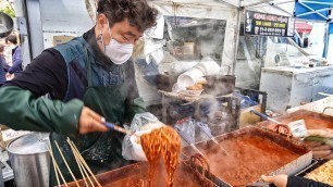 '쌀쌀한 날씨에 땡기는맛, 매콤 - 콩나물 빨간오뎅! / Spicy fish cake skewer, Red fish cake / Korean street food'