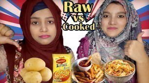 'RAW VS COOKED FOOD EATING CHALLENGE Raw vs Cooked Food Eating Competition'