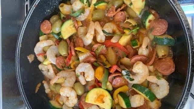 'Kitchen Nightmares Momma Cherri\'s Prawn / Shrimp and Chorizo stir fry'