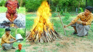 'BUCKET CHICKEN MAKING | Yummy Bucket Grilled Chicken Recipe | Village Food Channel'