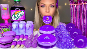 'ASMR *PURPLE FOOD* JELLY DONUT, PEEPS, CANDY CORN, POPPING BOBA, ROCK CANDY, GRAPE CRUSH MUKBANG 먹방'