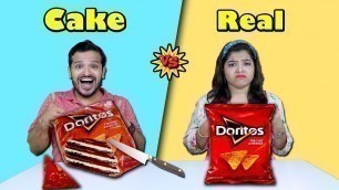 'Real Vs Cake Food Eating Challenge | Realistic Cakes Eating Challenge | Hungry Birds'