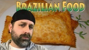 'Reaction!! American Tries Brazilian Food Baked Pastel kinda Chinese food'