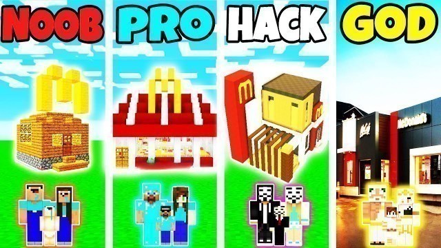 'Minecraft: FAMILY FASTFOOD RESTAURANT BUILD CHALLENGE - NOOB vs PRO vs HACKER vs GOD in Minecraft'