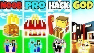 'Minecraft: FAMILY FASTFOOD RESTAURANT BUILD CHALLENGE - NOOB vs PRO vs HACKER vs GOD in Minecraft'