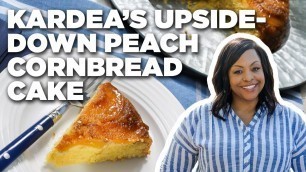 'Kardea Brown\'s Upside-Down Peach Cornbread Cake | Delicious Miss Brown | Food Network'