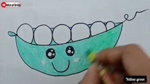 'peas drawing | peas drawing easy | cute vegetable drawing(cute kawaii)'