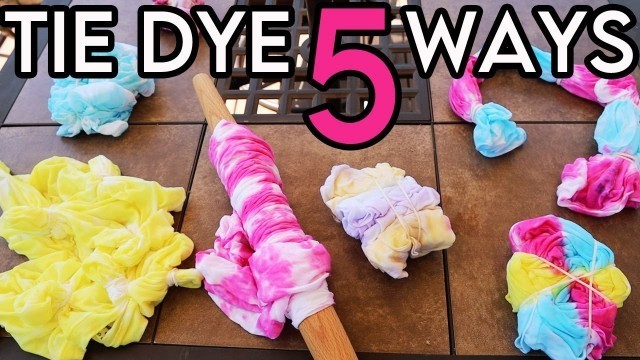 'How to Tie-Dye 5 Different Shirt Designs (Kit vs DIY Homemade Patterns) Video Tutorial'