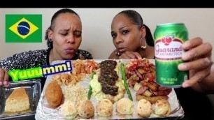 'Americans Try Brazilian Food Mukbang, Pao de Queijo, Yucca Flour, Picanha and more!'