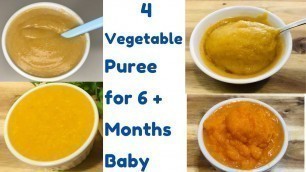 '4 Vegetable Puree for  6 + Months Baby | Stage 1 Homemade Baby Food | #HealthyBabyFood | #Babybrei'