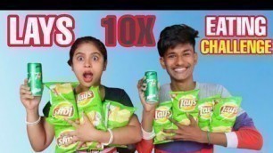 '10X Lays Eating Show || Lays & 7up Eating Challenge || Food Challenge In Bengali || Diya Nag'