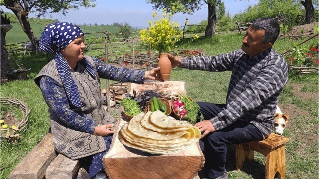 'Making Traditional Caucasian 100% Organic Dish, Göy Kətəsi, Organic Food'