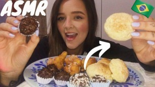 'ASMR BRAZILIAN FOOD Pão de Queijo + Brigadeiro + Bolinho de Chuva (Eating Sounds)'