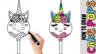 'How To Draw Cute Unicorn Cake Pops Kawaii ★ Cute Easy Drawings Tutorial For Beginners Step By Step'