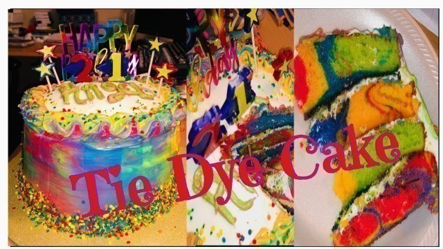 'Decorating a Tie dye birthday Cake/Rainbow Cake Simple and very easy'