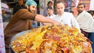 'Street Food in Peshawar - GOLDEN PULAO Mountain + Charsi Tikka Kabab + Pakistani Street Food Tour!'